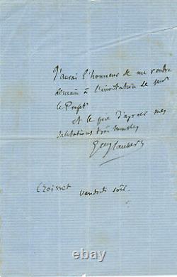 Gustave Flaubert / Autograph Letter Signed Invitation Of The Prefet