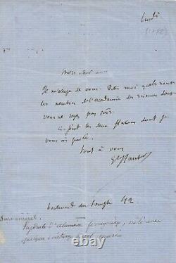 Gustave Flaubert Signed Autograph Letter To Berthelot. Academy Of Sciences