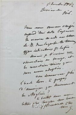 Gustave Flaubert Signed Autograph Letter To Louise Colet (1852)