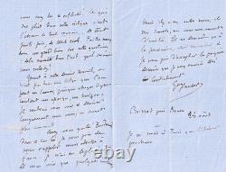Gustave Flaubert warm and beautiful signed autograph letter. 1867