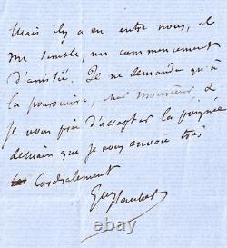 Gustave Flaubert warm and beautiful signed autograph letter. 1867