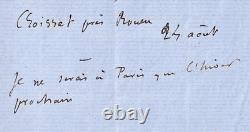 Gustave Flaubert warm and beautiful signed autograph letter. 1867