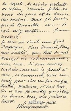 Guy De Maupassant / Autograph Letter Signed / 12 Pages! His Trip To Italy