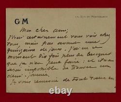Guy De Maupassant / Letter Autograph Card Signed Circa 1884-1889