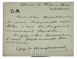 Guy de MAUPASSANT Autograph letter card signed Very beautiful signature