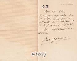 Guy de MAUPASSANT Autographed letter signed New Year 1884 1889