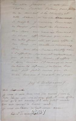 Guy de Maupassant Rare Autographed Letter from Youth (1867)