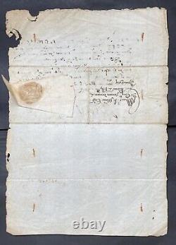 HENRI IV Letter signed with seal Marshal de Cossé & Auvergne 1604