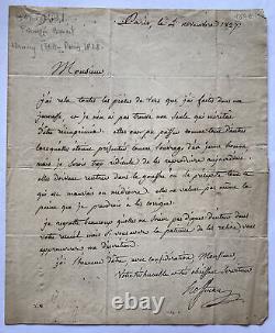 HOFFMAN François Benoît Autographed Signed Letter 1827