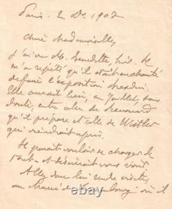 HUYSMANS Autographed letter signed to Louise Desborde Renouard Whistler 1902