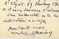 Handwritten Letter Signed Autograph Maurice De Vlaminck Painter Fauviste Cubiste