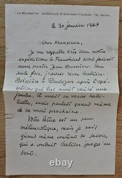 Handwritten autographed letter signed by Kleber Haedens. Hussar. Galtier Boissière