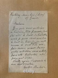 Hector Malot writer signed autograph letter January 15