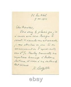 Henri Bergson / Autograph Letter Signed / Rendezvous / Philosophy / Years 20