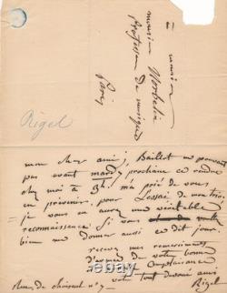 Henri Jean Rigel, pianist to the First Consul, Norbelin Billot, autograph signed letter