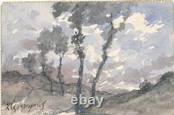 Henri Joseph Harpignie Watercolour Landscape Signed And Autograph Letter Signed