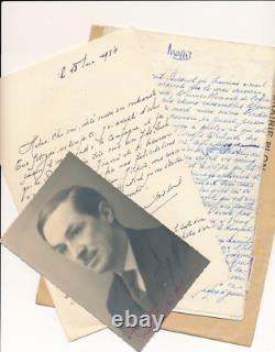 Henri Massis fine set of handwritten letters, Maurras, and signed autograph photo
