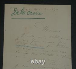 Henry Eugène DELACROIX VERY RARE SIGNED AUTOGRAPH LETTER, The Awakening, 1890