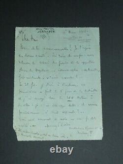 Henry Février SIGNED AUTOGRAPH LETTER from the Front To Henri Woolet 1916 WW1