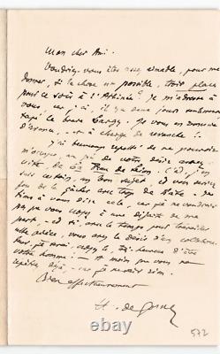 Henry de Gorsse - signed autograph letter 1 page