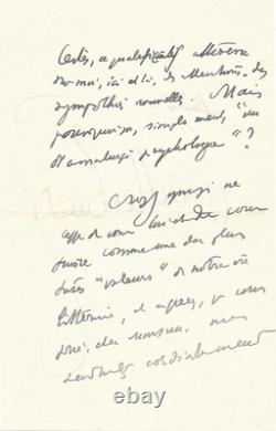 Henry de MONTHERLANT / Autographed letter signed / Theater / Misogyny / Women