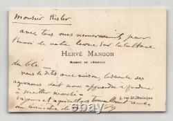 Hervé Mangon 3 letters and 1 signed autograph business card to Risler 1876