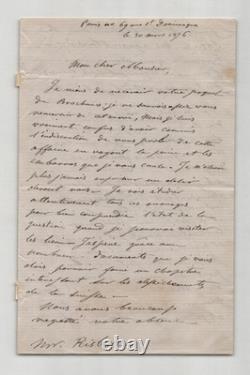 Hervé Mangon 3 letters and 1 signed autograph business card to Risler 1876