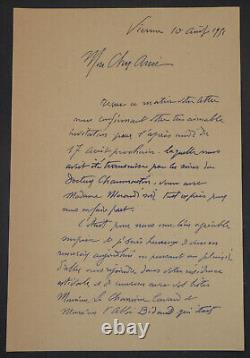 Hippolyte Léty Autographed Letter signed to Charles Jailllet Vienna 1951