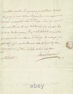 Horace Sebastiani Signed Autograph Letter. France & The Take Of Algiers / Corse