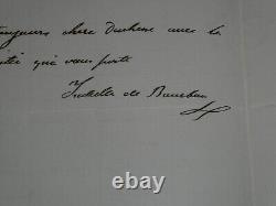 Isabelle II of Bourbon SIGNED AUTOGRAPH LETTER to a Duchess, 1875