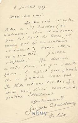 Jacques CHARDONNE signed autograph letter A Dazzling Ghost 1949