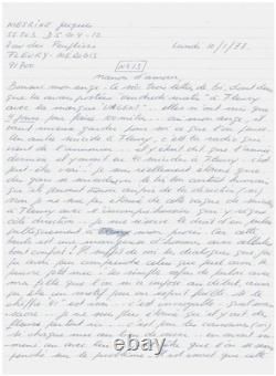 Jacques MESRINE / Signed autograph letter / Prison / Suicide / Accounts to settle