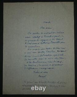 Jacques PERRET, Writer SIGNED AUTOGRAPH LETTER TO Roger NIMIER 1958 Paris