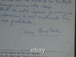 Jean Anglade Set of 3 Autographed and Typed Letters Signed 1967