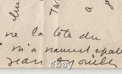 Jean Anouilh Autographed Letter Signed to Thierry Maulnier 1950