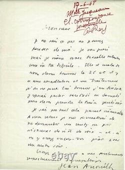 Jean Anouilh Signed Autograph Letter