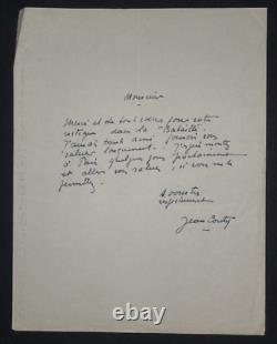 Jean COUTY SIGNED AUTOGRAPH LETTER