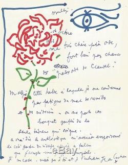 Jean Cocteau Autograph Letter Signed A Few Days Before His Death / Original Drawings