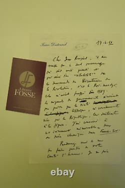 Jean Dutourd, autographed letter signed to Raspail on the death of Louis XVI