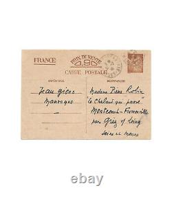 Jean GIONO / Signed Autograph Letter / Love / Happiness / Occupation / War