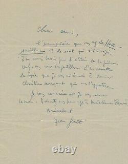 Jean Genet Autograph Letter Signed Jean-louis Barrault High Supervision