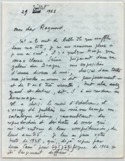 Jean Hélion Autograph Letter Signed to Raymond Queneau, 1966