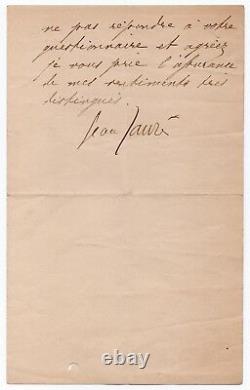 Jean Jaurès Letter Signed Paris 20 November 1906 L'humanité