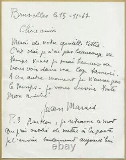 Jean Marais (1913-1998) French Actor Signed Autograph Letter + Photo