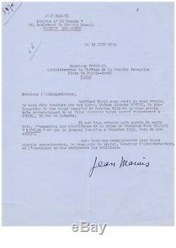 Jean Marais / Signed Letter (1952) / French Comedy / Paul Claudel / Cocteau