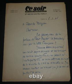 Jean-Richard BLOCH, SIGNED AUTOGRAPH LETTER TO Claude NOYAU ON Bert BRECHT 1945