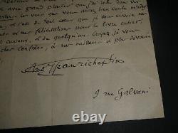 Jean Richepin Autographed Signed Letter