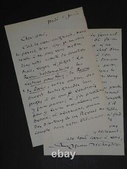 Jean Richepin Very Beautiful Autography Letter Signed The Good Chanson + Or 1912