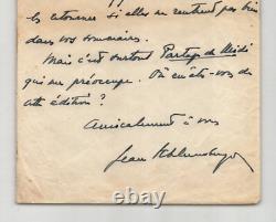 Jean Schlumberger Autographed Letter Signed to Thierry Maulnier 1947