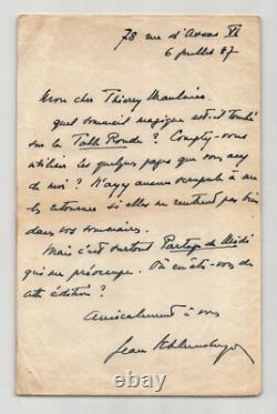 Jean Schlumberger Autographed Letter Signed to Thierry Maulnier 1947